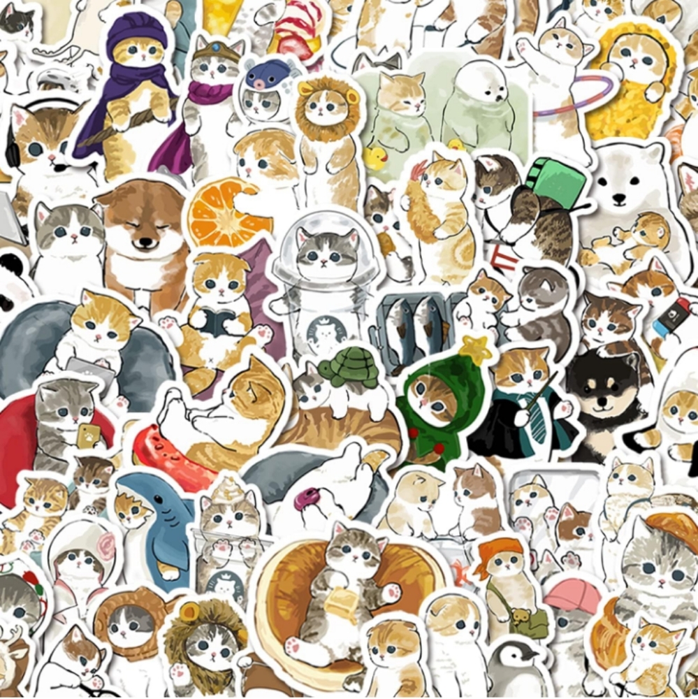 Cat Stickers 50pc Cute Kawaii Animal Decals Notebook Laptop Water Bottle